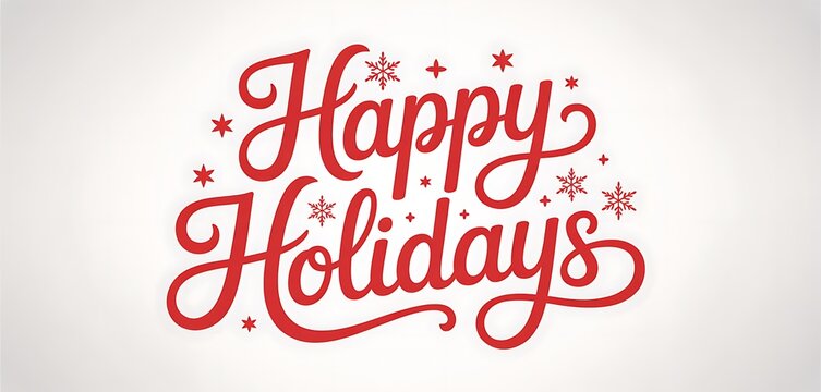 Festive red script happy holidays greeting with snowflakes