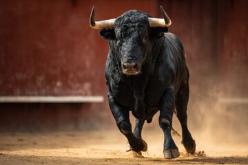 Spanish bullring s black bull