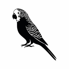 parakeet bird black silhouette vector, Simple silhouette Design vector icon with white background. Wild bird
