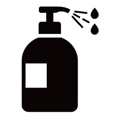 black and white silhouette of hand sanitizer vector on white background