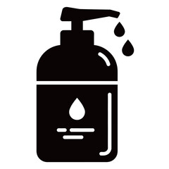 black and white silhouette of hand sanitizer vector on white background