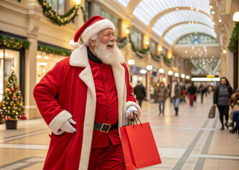 Santa Claus shopping at the mall