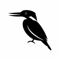 kingfisher bird black silhouette vector, Simple silhouette Design vector icon with white background. Wild bird