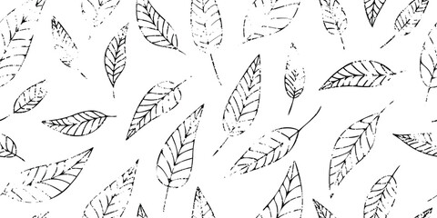 Dry autumn leaves, seamless pattern, isolated on a white background, vector design