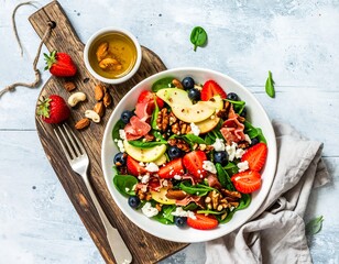 Fresh salad with fruit and nuts