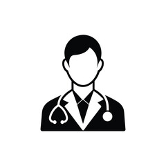 doctor con silhouette vector on white background