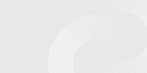 Abstract white glowing geometric lines on gray background. Modern shiny blue circle lines pattern. Futuristic technology concept style