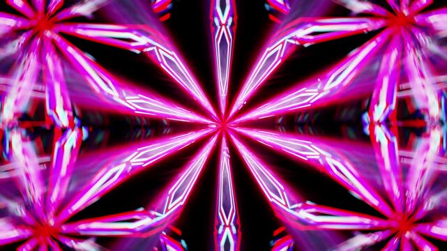 Kaleidoscope red and pink pattern for party lights in tube VJ loop background