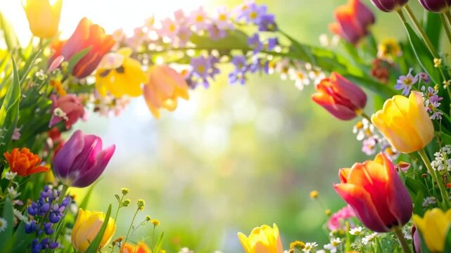 Springtime flowers frame