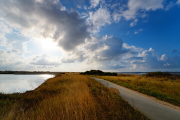 Coastal path along the Lake of Aytré in Charente Maritime coast