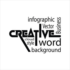     Word Cloud with Creative icon background design.