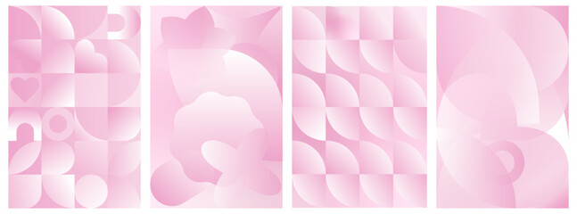 Geometric Isolated background or posters in Swiss style. Pink Monochrome Gradient abstract shapes backgrounds. Abstract design aesthetic of simple Shapes for Banner, Flyer, Cards. Vector illustration