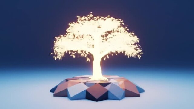 Growing Tree with Glowing Symbol