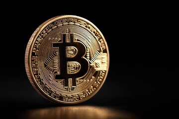 Gold Bitcoin on dark backdrop