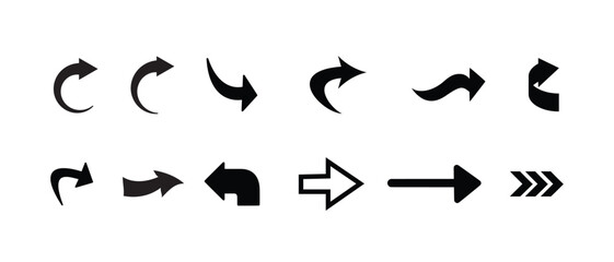 Vector Arrow Icons Collection – Outline and Solid Design Elements