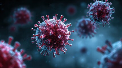 Virus attack, microscopic cells with sharp spikes, 3D illustration.