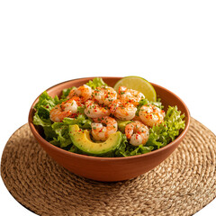 Shrimp salad bowl with avocado and lime