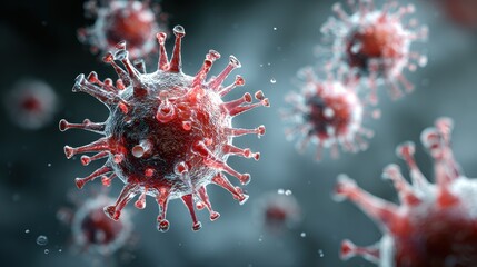 Virus attack, microscopic cells with sharp spikes, 3D illustration.