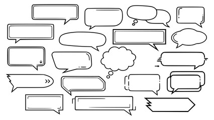 Obraz premium Assortment of twenty handdrawn speech and thought bubble outlines