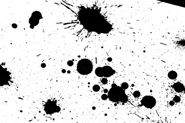 Abstract grunge black and white distressed texture splatter splash paint transparent overlay background