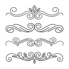 filigree elegant decorative flourishes and ornate borders, ornamental dividers with scrollwork for design elements, Fancy Line curve lettering header separator scroll

