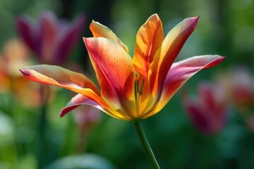 Early double tulips in Moscow park Russia