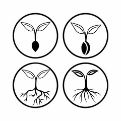Eco Seedling and Plant Growth Line Art Bundle