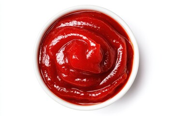 Delicious ketchup on white background overhead Tomato condiment