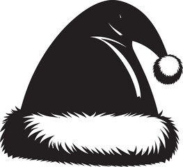 Black Silhouette of Christmas Santa Hat Vector Illustration