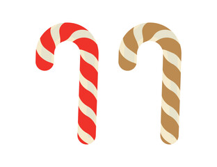 Candy Cane Vector Flat Icon – Christmas Sweet Illustration