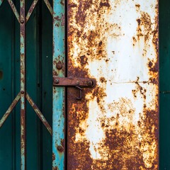 Rusted metal door section