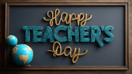  Celebratory Message for Teachers Day with Chalk and Flowers