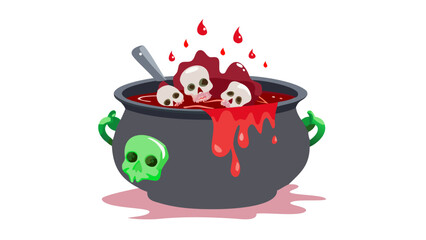 Vector art of halloween cauldron with skull vector illustration