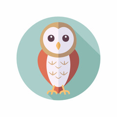 Obraz premium A charming cartoon owl illustration, featuring a round design with long shadow effect.