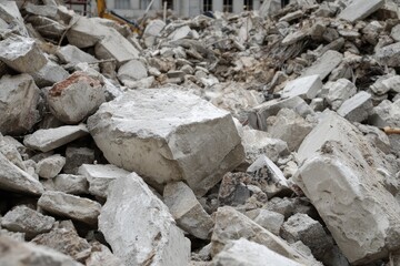 Construction site debris of concrete rubble