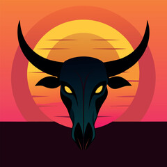 a-striking-silhouette-of-a-bull-s-skull--rendered- silhouette vector design .eps