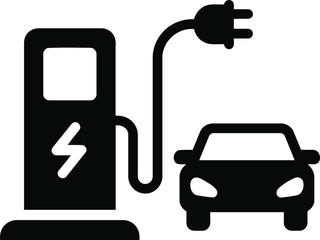 Obraz premium Electric Vehicle Charging Station Icon.
