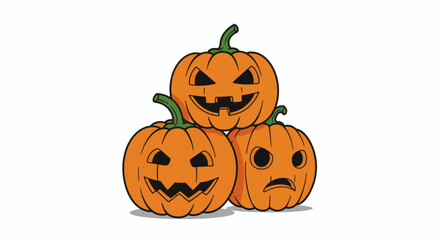 Halloween carved pumpkin stack jack o lantern spooky decoration night festival celebration