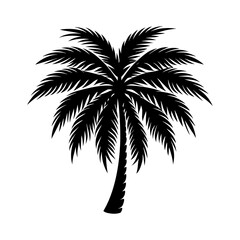 Obraz premium Black Silhouette of a Palm Tree tropical beach