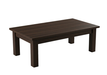 Isolated wooden coffee table with a dark finish, studio shot, indoor home furniture