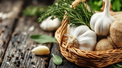Harvesting fresh garlic and herbs rustic kitchen food photography natural light close-up culinary inspiration