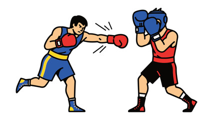 Power and Precision: A dynamic illustration capturing the raw intensity of a boxing match, highlighting the precision of each punch and the focus of the athletes.