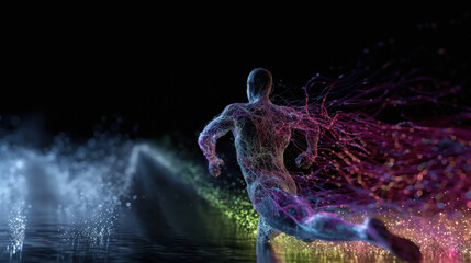 Neural pathways lighting up while exercising, symbolizing brain-body connection