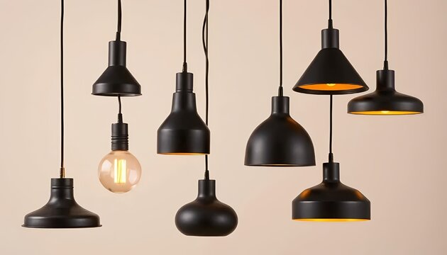 Modern black pendant lights hanging interior lighting fixtures home decor design