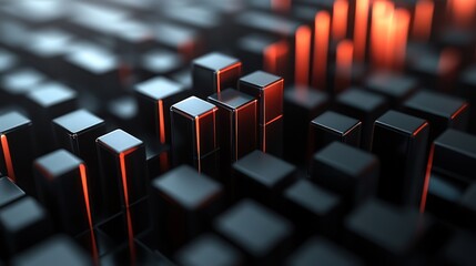 Fototapeta premium Abstract city of cubes, futuristic, technology, digital design. Suitable for technology background, data visualization, modern design, futuristic concepts