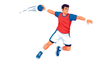 Dynamic Handball Action: Capturing the energy of a handball player mid-throw, this illustration embodies strength, precision, and the thrill of athletic competition.