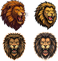 Lion Head Vector Art in Varied Styles Fierce Wildlife Representations