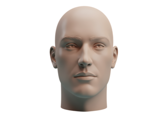 Isolated humanoid head for virtual reality development, 3D modelling, visualization render