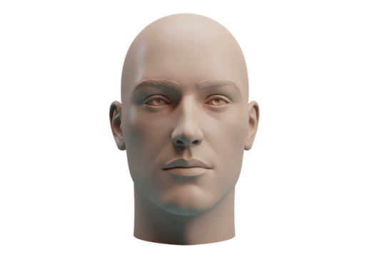 Isolated humanoid head for virtual reality development, 3D modelling, visualization render