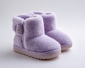 Toddler Fleece Snow Boot Pastel Purple Soft Clean Aesthetic on Transparent Background